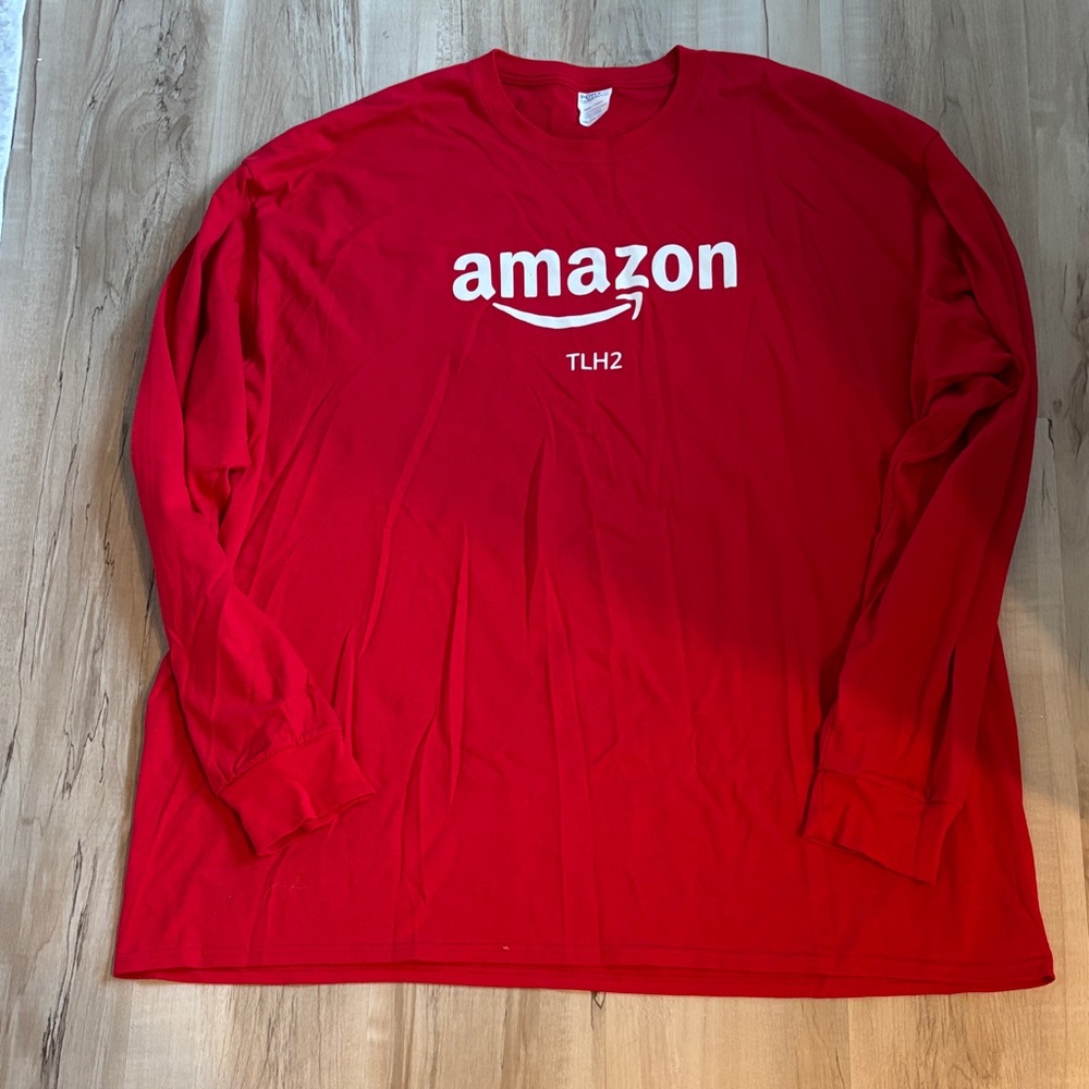 Amazon Men's Red Long Sleeve Tee